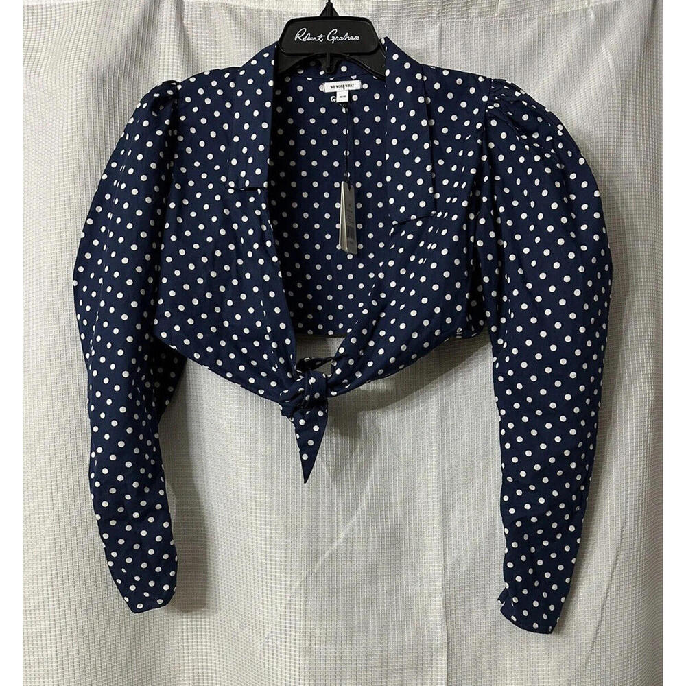 NWT We Wore What Womens Long Sleeve Cropped Bisou Top Blouse Shirt Size‎ Medium